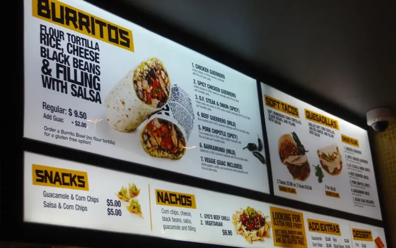 Menu board sign